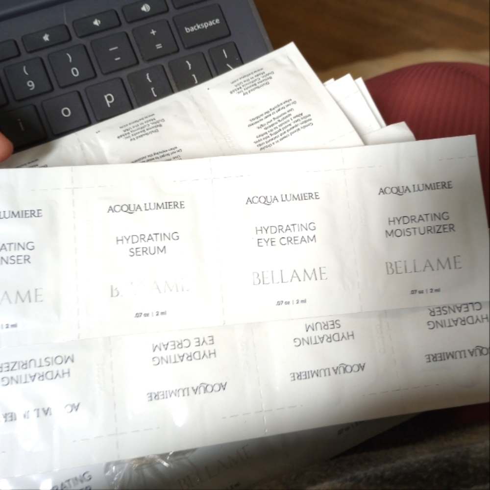 Bellame Samples skincare products and 2 spa facial headband 33 items